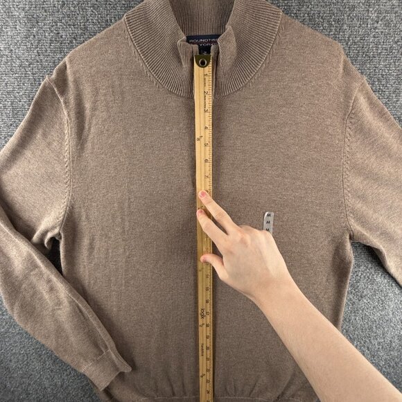NWOT Roundtree & Yorke Beige 1/4 Zip Sweater Medium Knit Cotton Blend Basic - Picture 3 of 12